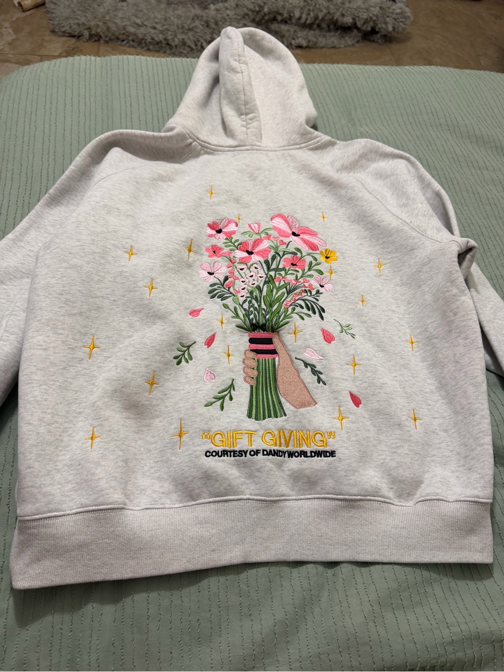 Dandy Worldwide grey Floral-Back Hooded Sweatshirt - Picture 8 of 10